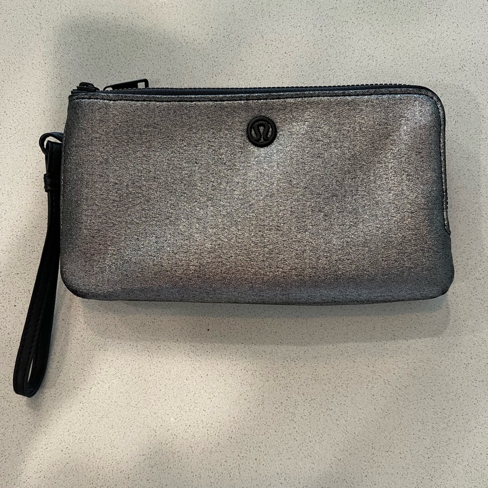 lululemon athletica Metallic Silver Wristlet Clutch
